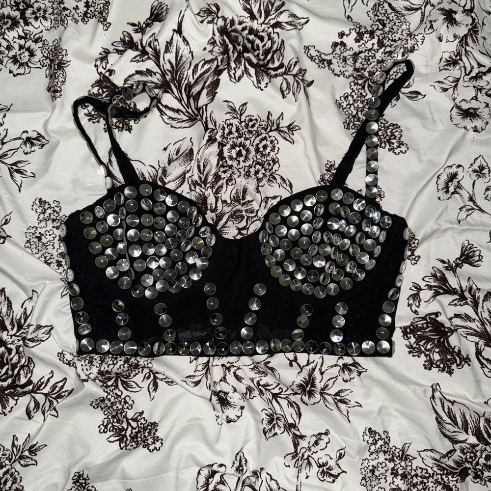 Studded Black Bustier Top